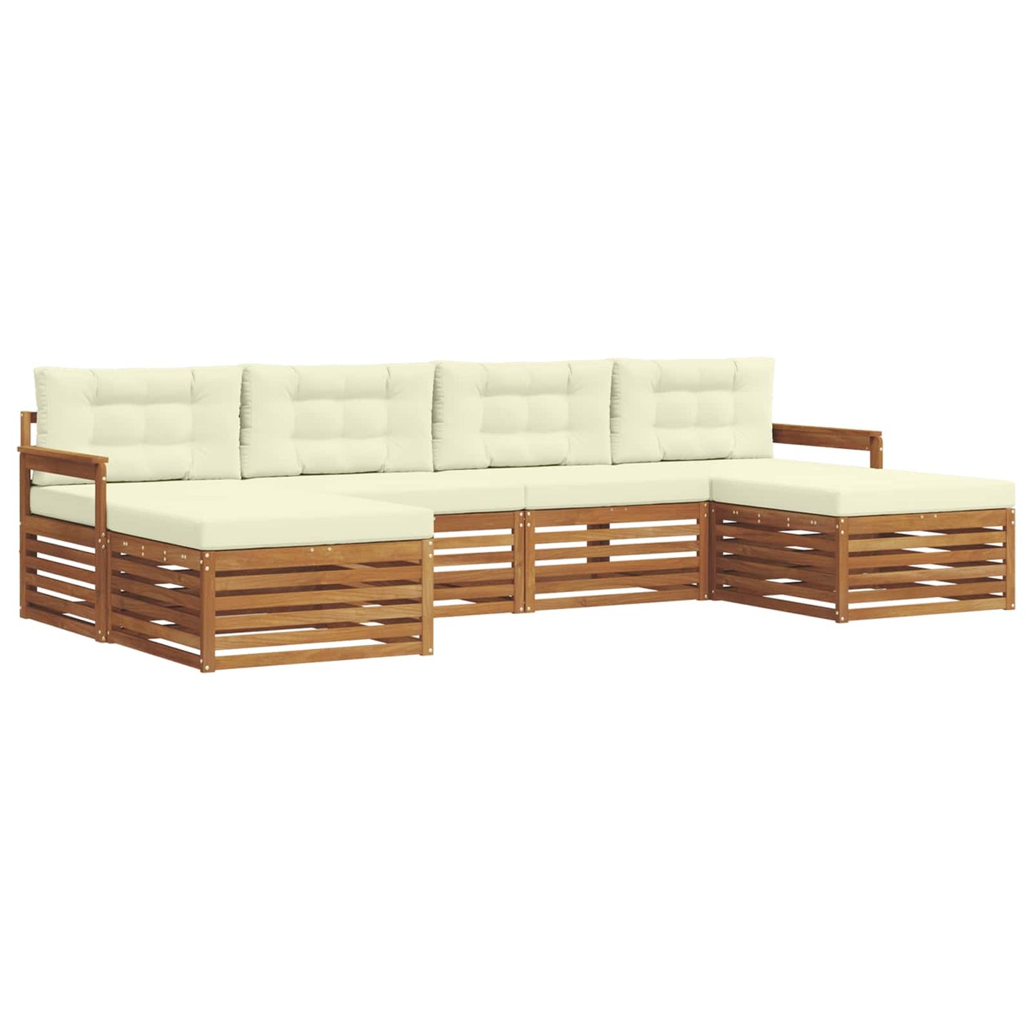 Set divani 6 pcs Naturale e Crema Legno di Acacia Massello | homemem39