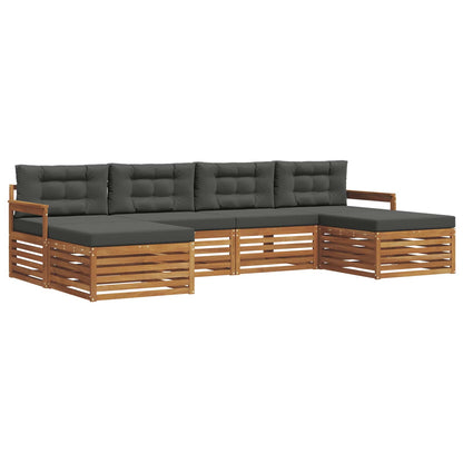 Set divani 6 pcs Naturale e Antracite Legno di Acacia Massello | homemem39