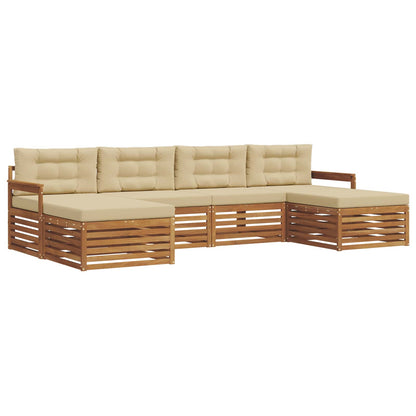 Set divani 6 pcs Naturale e Beige Legno di Acacia Massello | homemem39