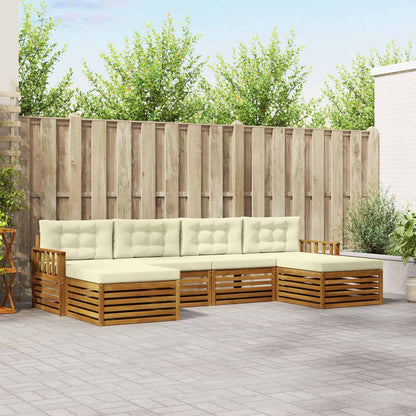 Set divani 6 pcs Naturale e Crema Legno di Acacia Massello | homemem39