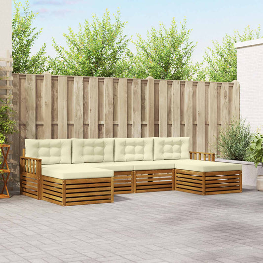 Set divani 6 pcs Naturale e Crema Legno di Acacia Massello | homemem39