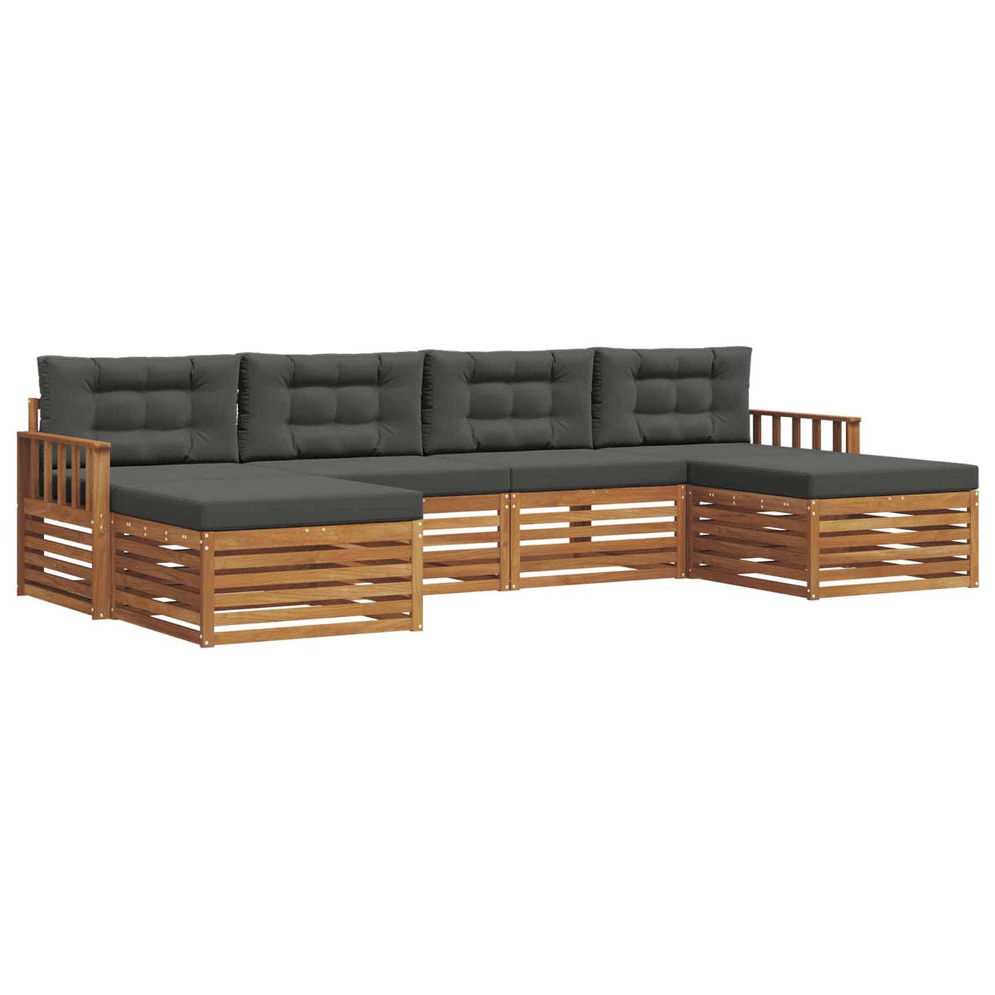 Set divani 6 pcs Naturale e Antracite Legno di Acacia Massello | homemem39