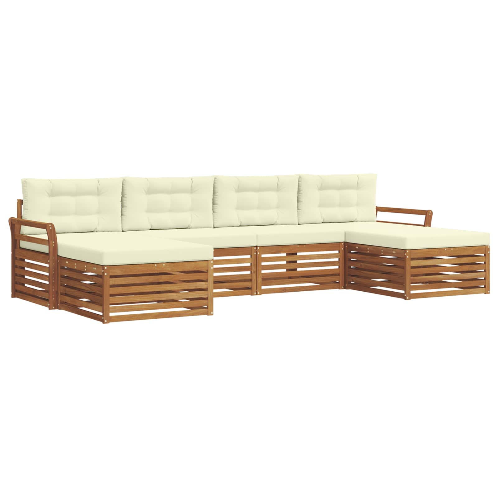 Set divani 6 pcs Naturale e Crema Legno di Acacia Massello | homemem39
