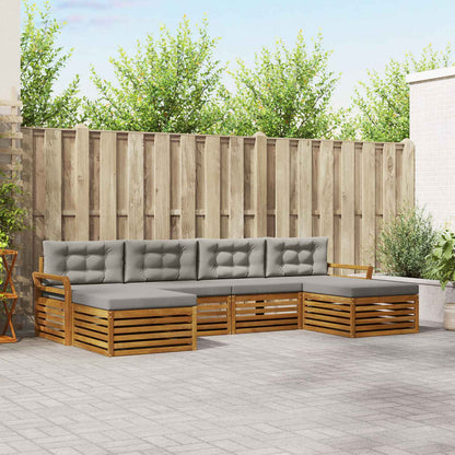 Set divani con cuscino 6 pcs Grigio Naturale e Chiaro