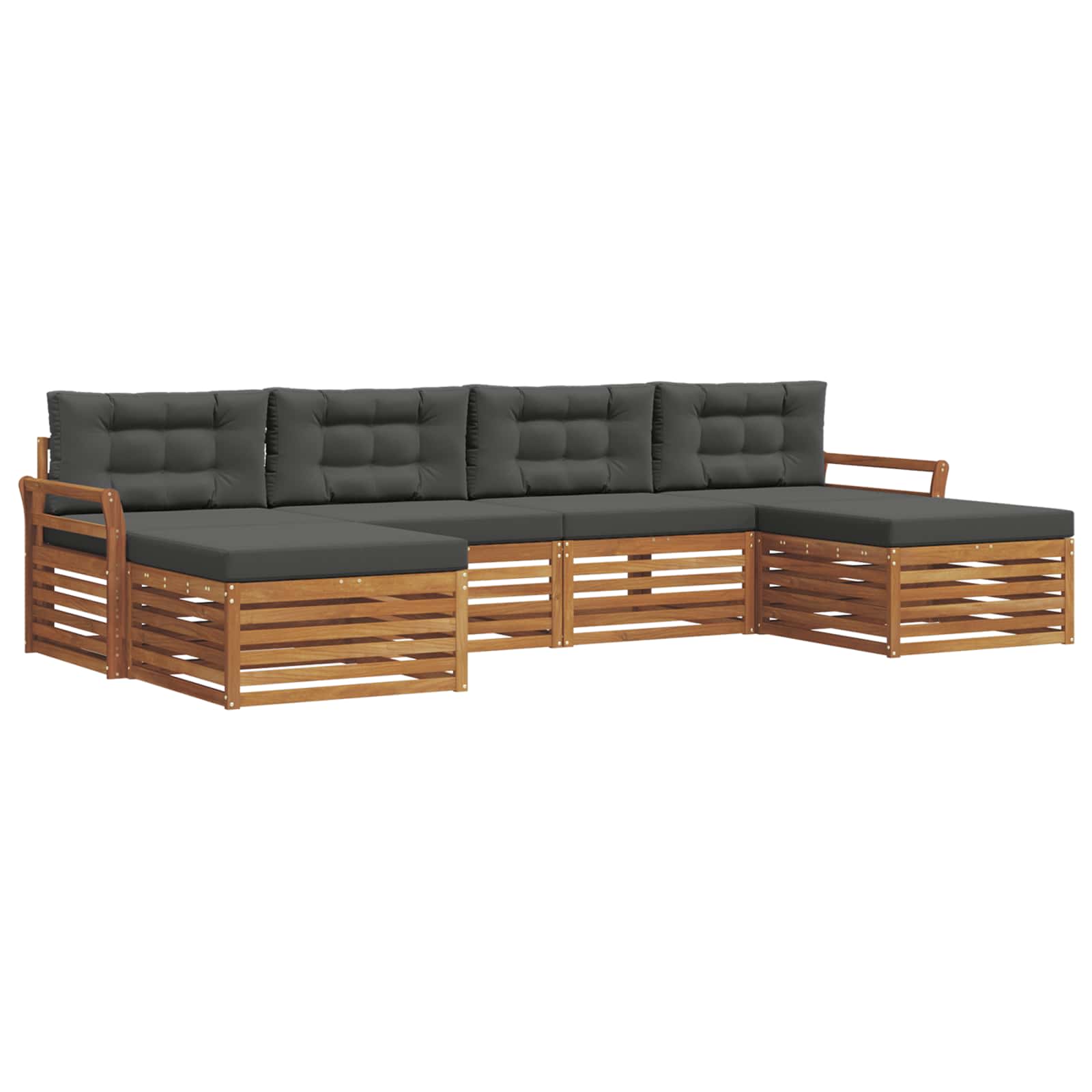 Set divani 6 pcs Naturale e Antracite Legno di Acacia Massello | homemem39