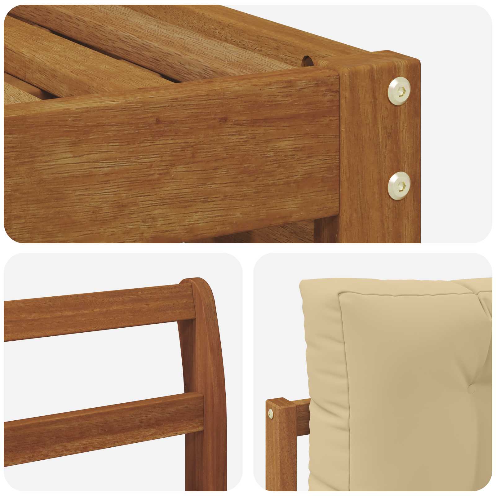 Set divani 6 pcs Naturale e Beige Legno di Acacia Massello | homemem39