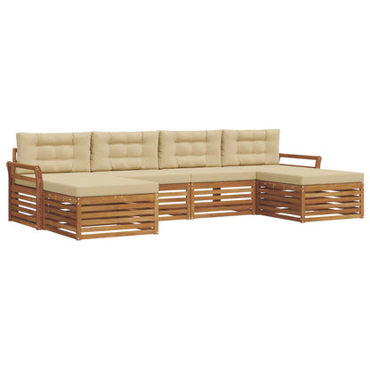 Set divani 6 pcs Naturale e Beige Legno di Acacia Massello | homemem39