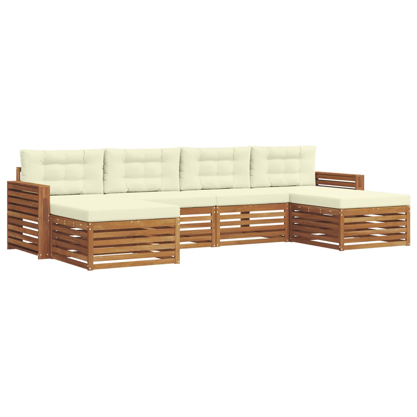 Set divani 6 pcs Naturale e Crema Legno di Acacia Massello | homemem39