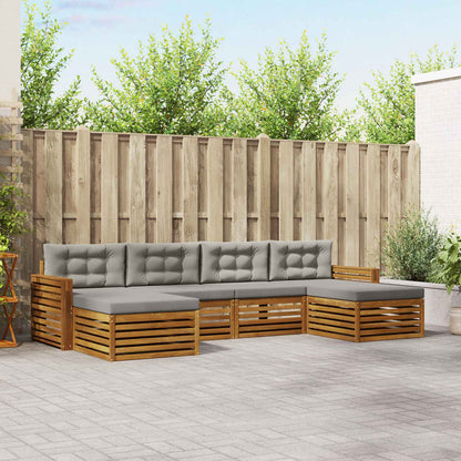 Set divani con cuscino 6 pcs Grigio Naturale e Chiaro