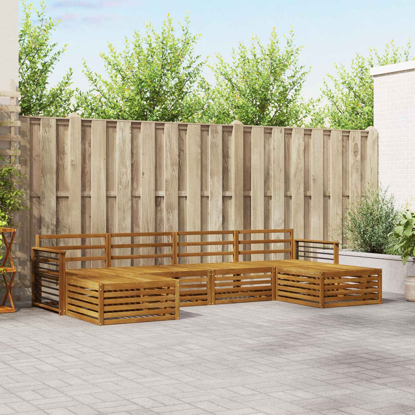 Set divani 6 pcs Naturale Legno di Acacia Massello | homemem39