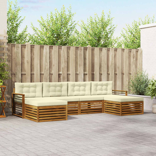 Set divani 6 pcs Naturale e Crema Legno di Acacia Massello | homemem39