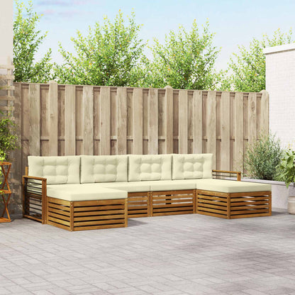 Set divani 6 pcs Naturale e Crema Legno di Acacia Massello