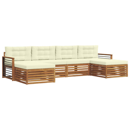 Set divani 6 pcs Naturale e Crema Legno di Acacia Massello | homemem39