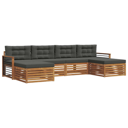 Set divani 6 pcs Naturale e Antracite Legno di Acacia Massello
