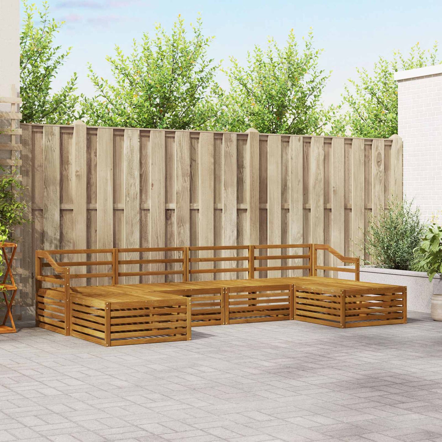 Set divani 6 pcs Naturale Legno di Acacia Massello | homemem39