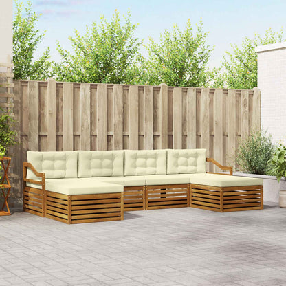 Set divani 6 pcs Naturale e Crema Legno di Acacia Massello