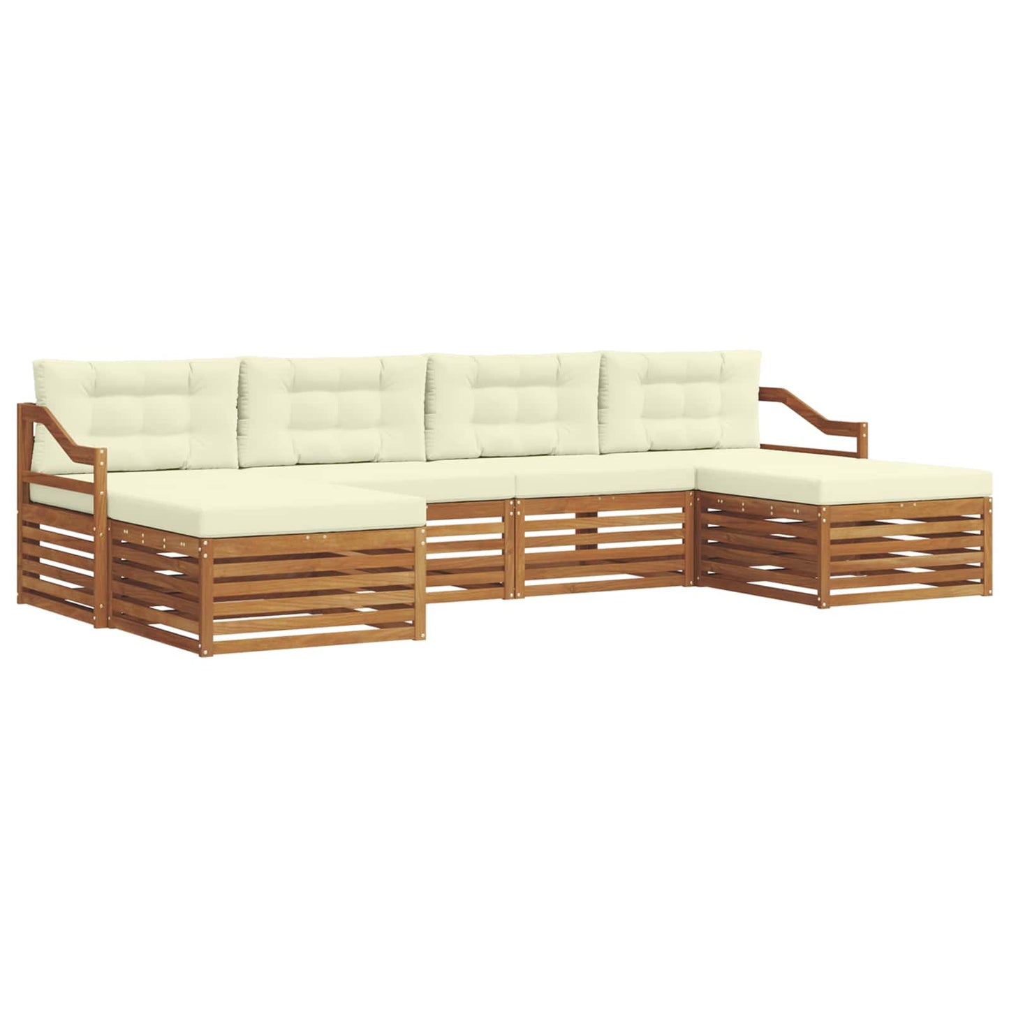Set divani 6 pcs Naturale e Crema Legno di Acacia Massello | homemem39
