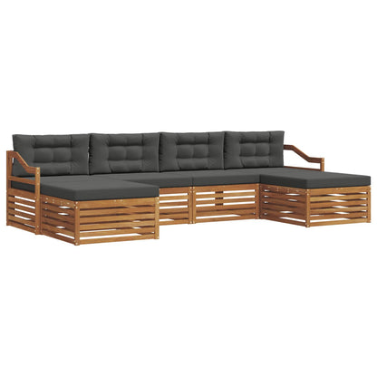 Set divani 6 pcs Naturale e Antracite Legno di Acacia Massello