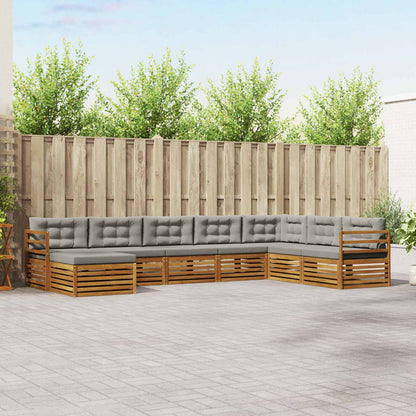 Set di divani da esterno 8 pcs Grigio Naturale e Chiaro