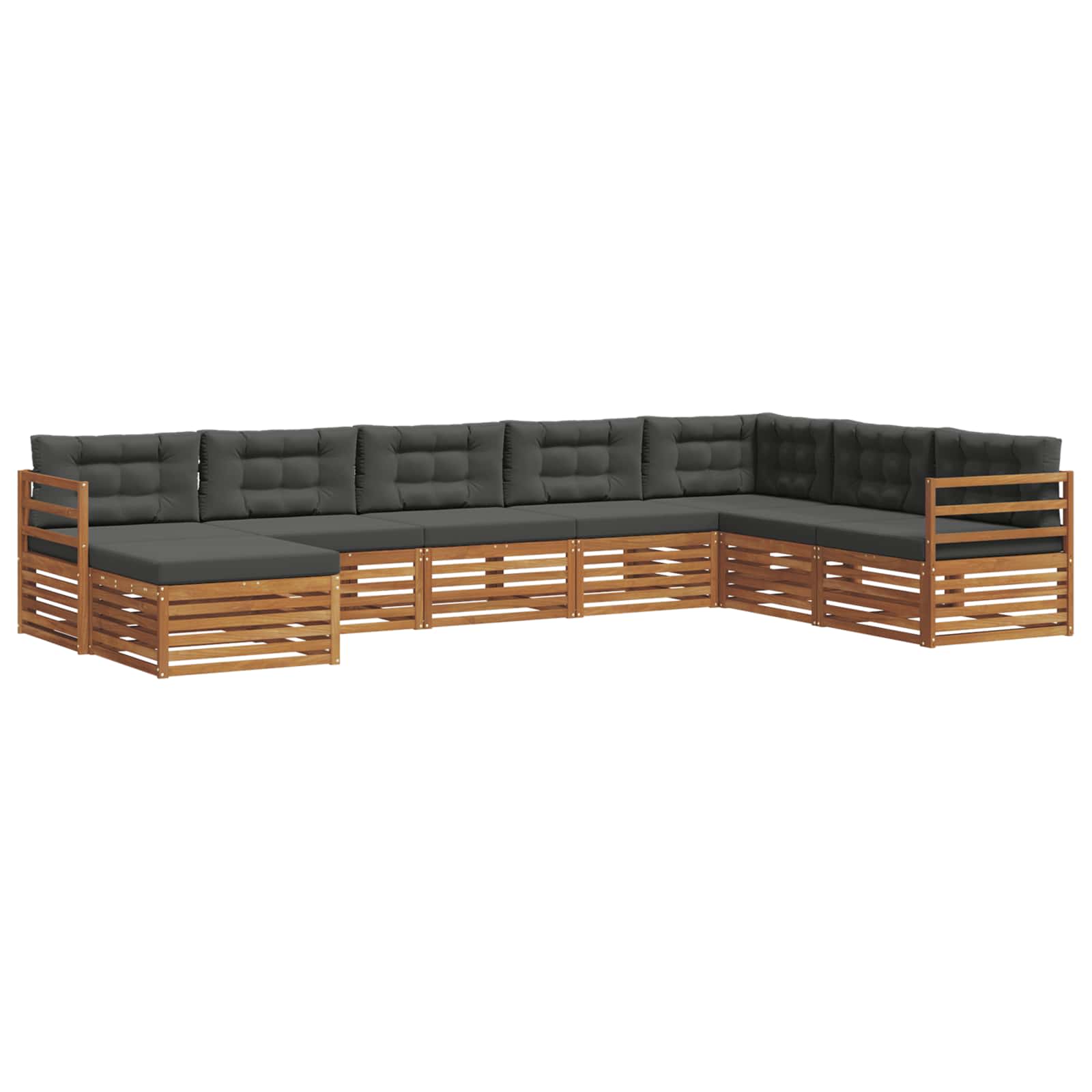 Set di divani da esterno con cuscino 8 pcs Naturale e Antracite | homemem39