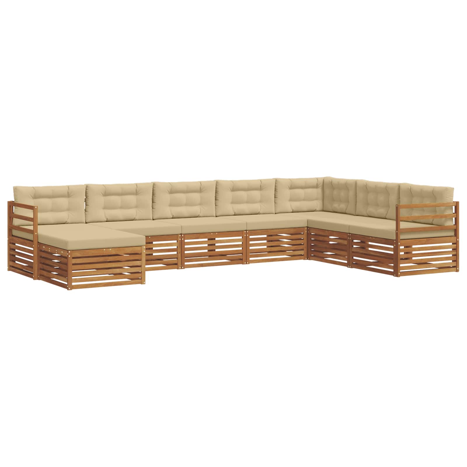 Set di divani da esterno con cuscino 8 pcs Naturale e Beige | homemem39
