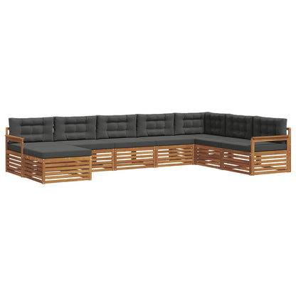 Set di divani da esterno con cuscino 8 pcs Naturale e Antracite | homemem39