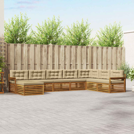 Set di divani da esterno con cuscino 8 pcs Naturale e Beige | homemem39
