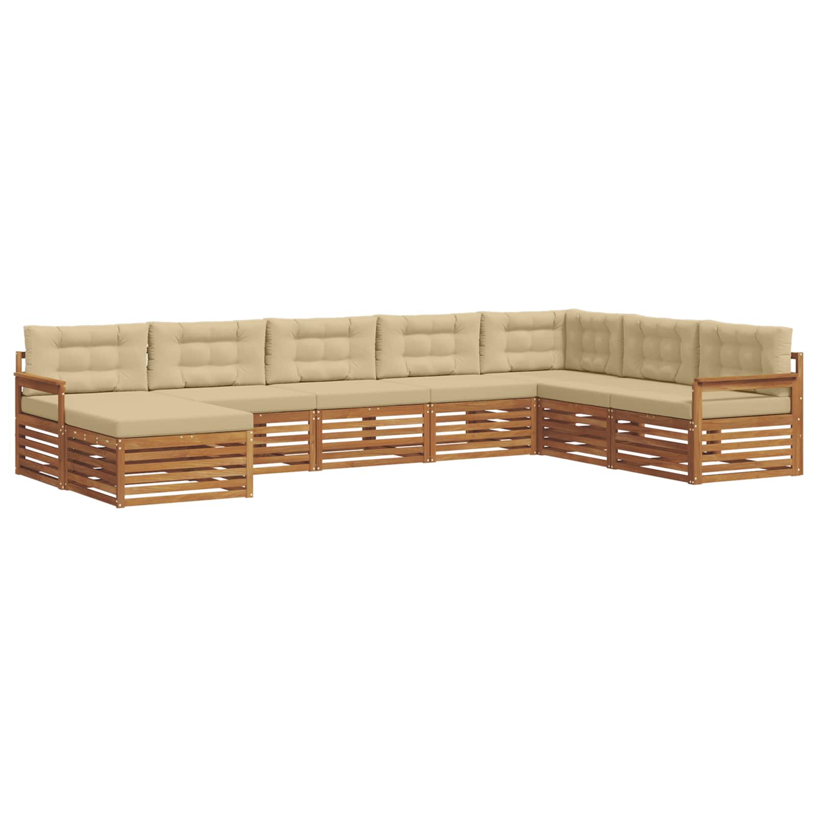 Set di divani da esterno con cuscino 8 pcs Naturale e Beige | homemem39