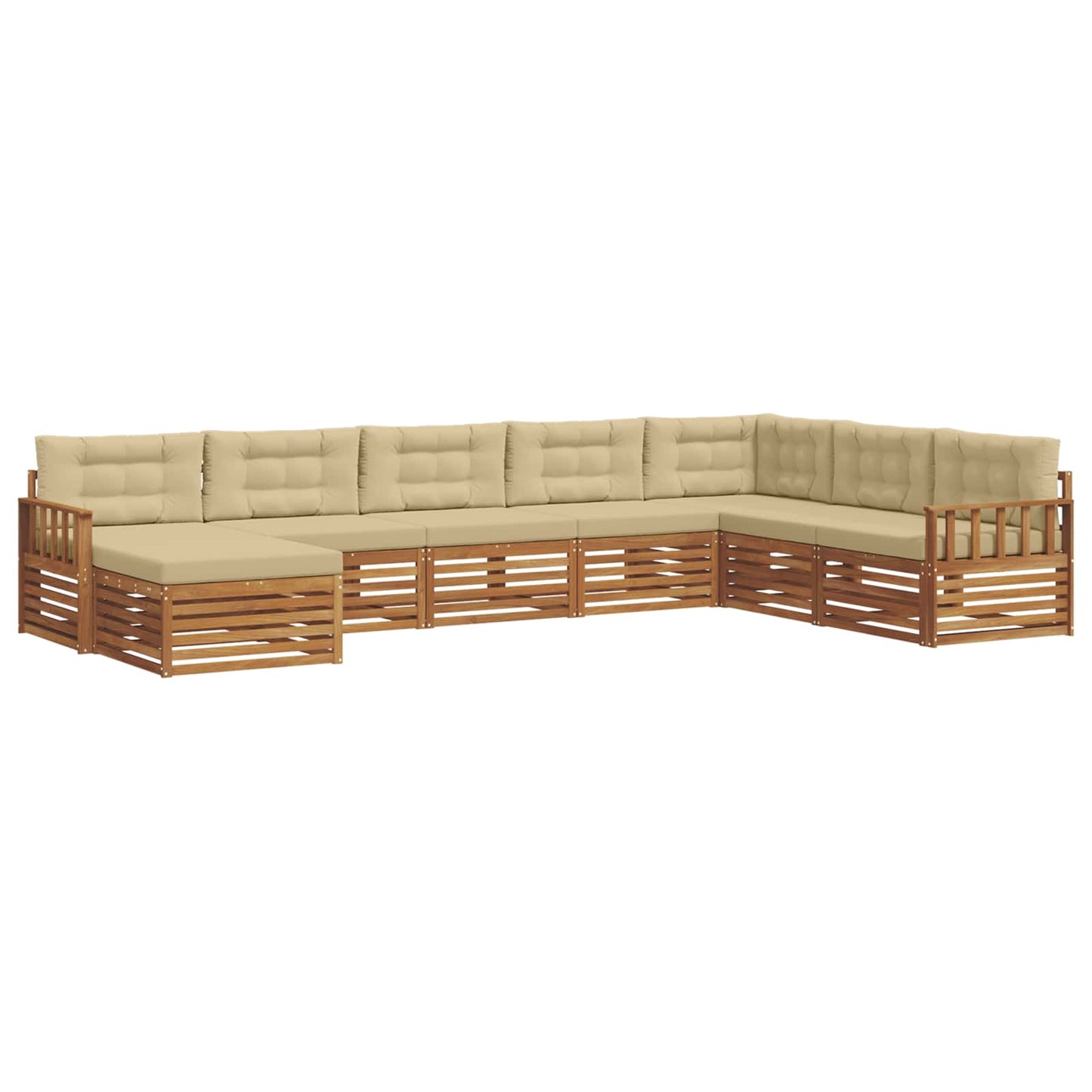 Set di divani da esterno con cuscino 8 pcs Naturale e Beige | homemem39