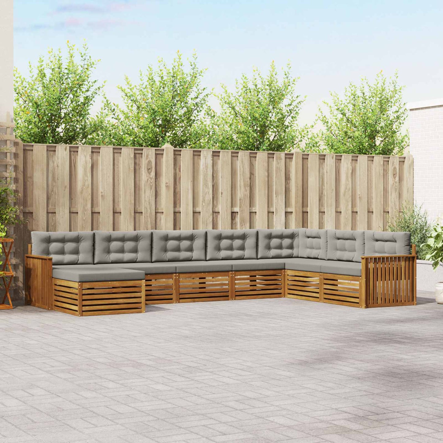 Set di divani da esterno 8 pcs Grigio Naturale e Chiaro | homemem39