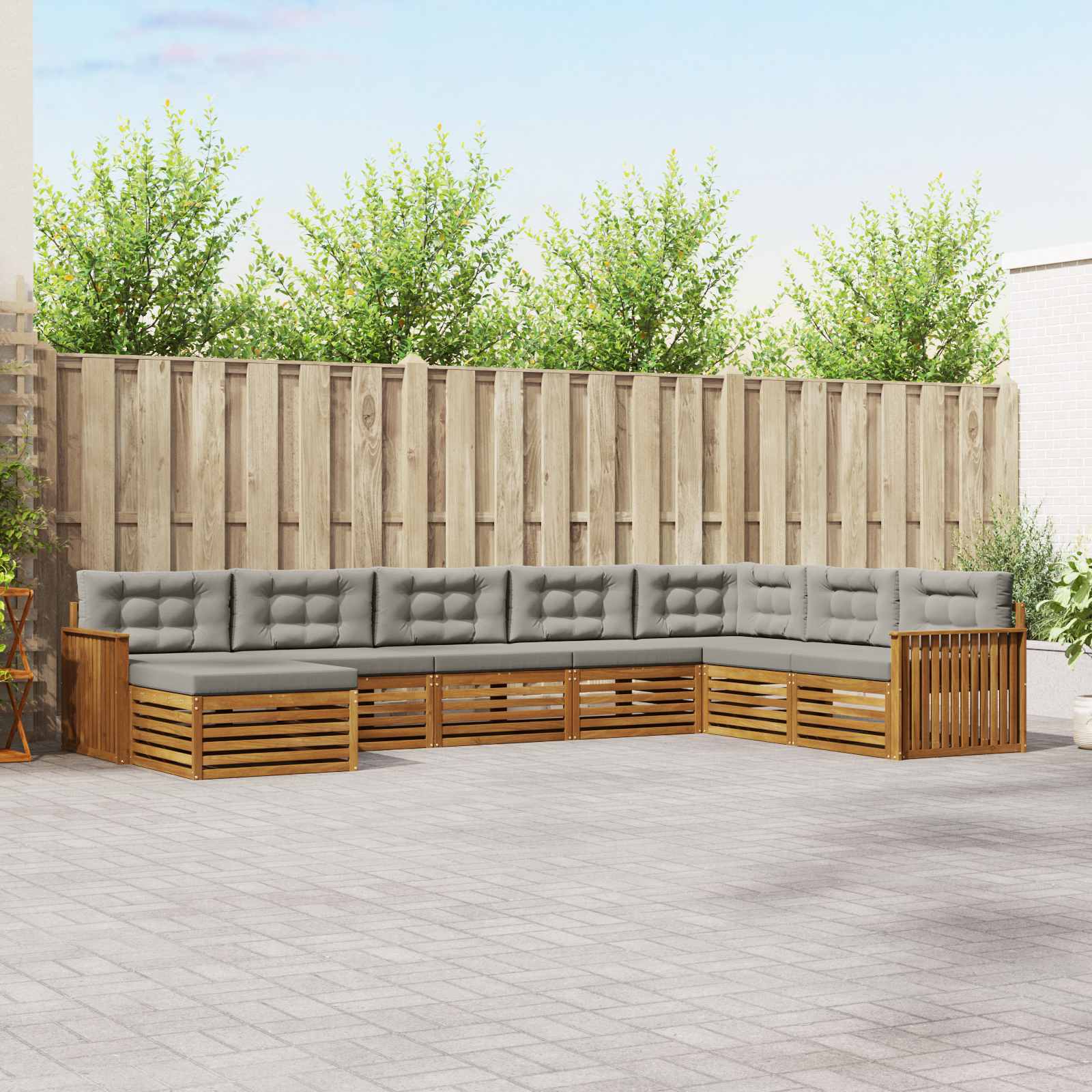 Set di divani da esterno 8 pcs Grigio Naturale e Chiaro | homemem39