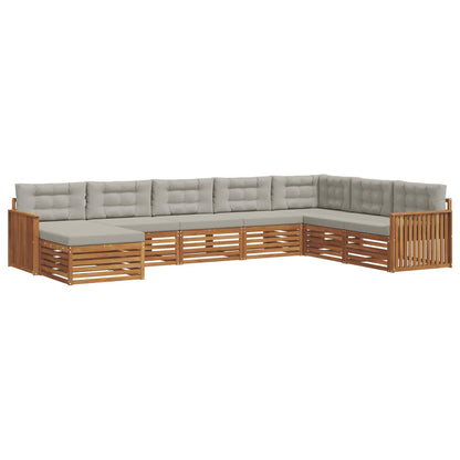 Set di divani da esterno 8 pcs Grigio Naturale e Chiaro | homemem39