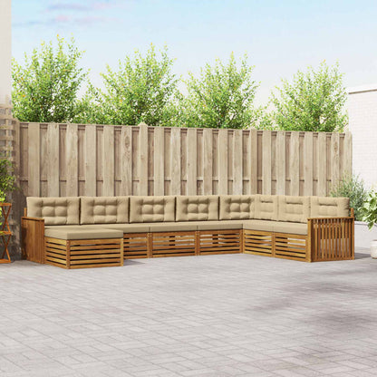 Set di divani da esterno con cuscino 8 pcs Naturale e Beige