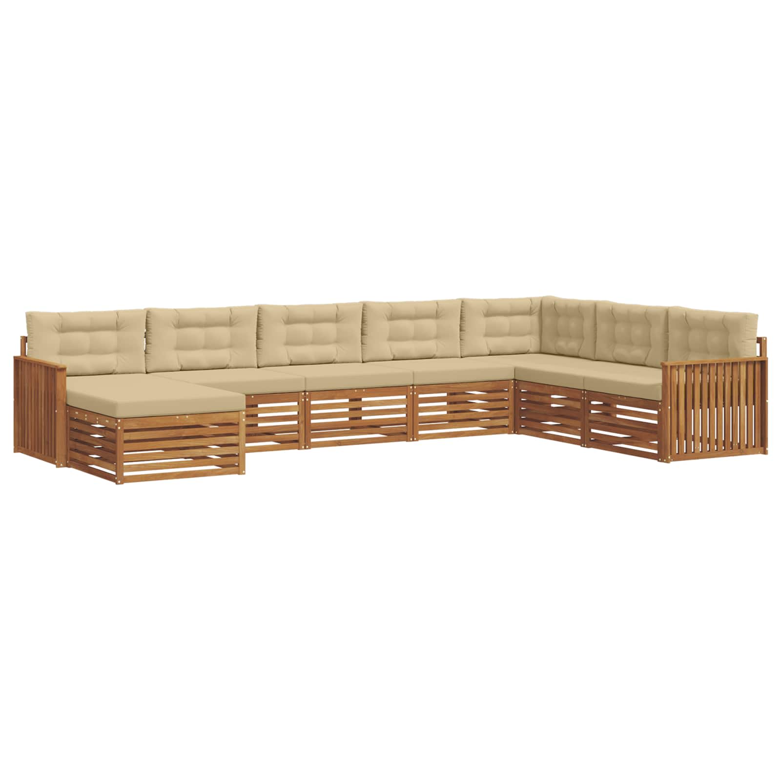 Set di divani da esterno con cuscino 8 pcs Naturale e Beige | homemem39