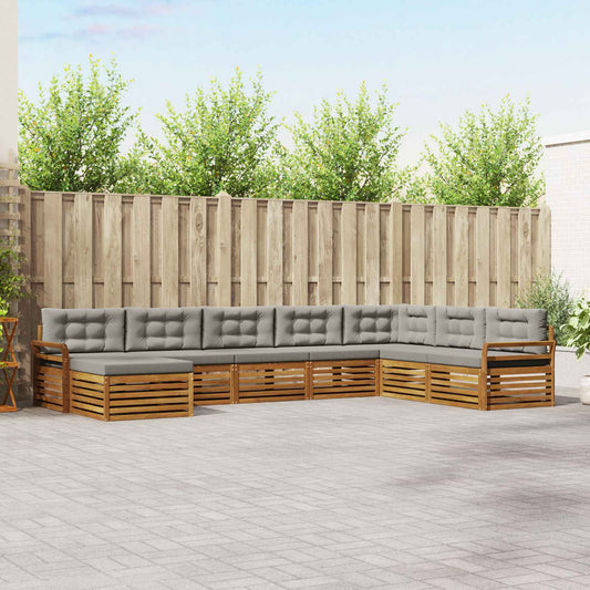 Set di divani da esterno 8 pcs Grigio Naturale e Chiaro