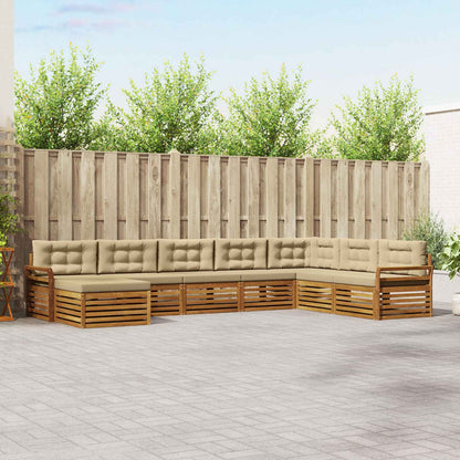 Set di divani da esterno con cuscino 8 pcs Naturale e Beige | homemem39