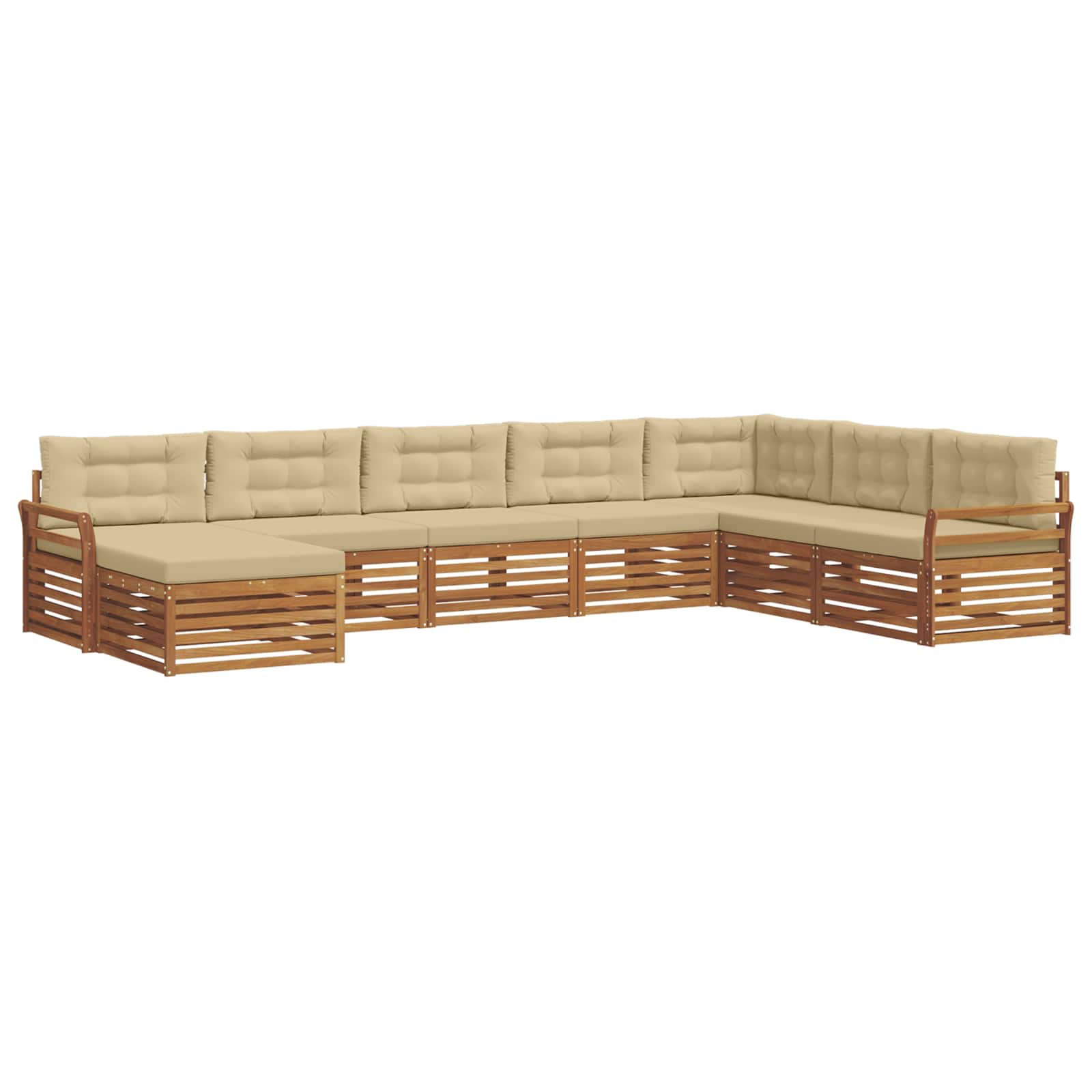 Set di divani da esterno con cuscino 8 pcs Naturale e Beige | homemem39