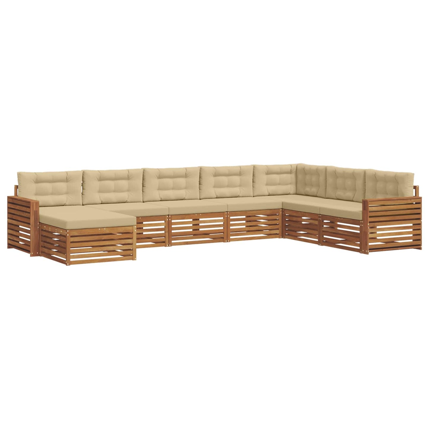 Set di divani da esterno con cuscino 8 pcs Naturale e Beige | homemem39