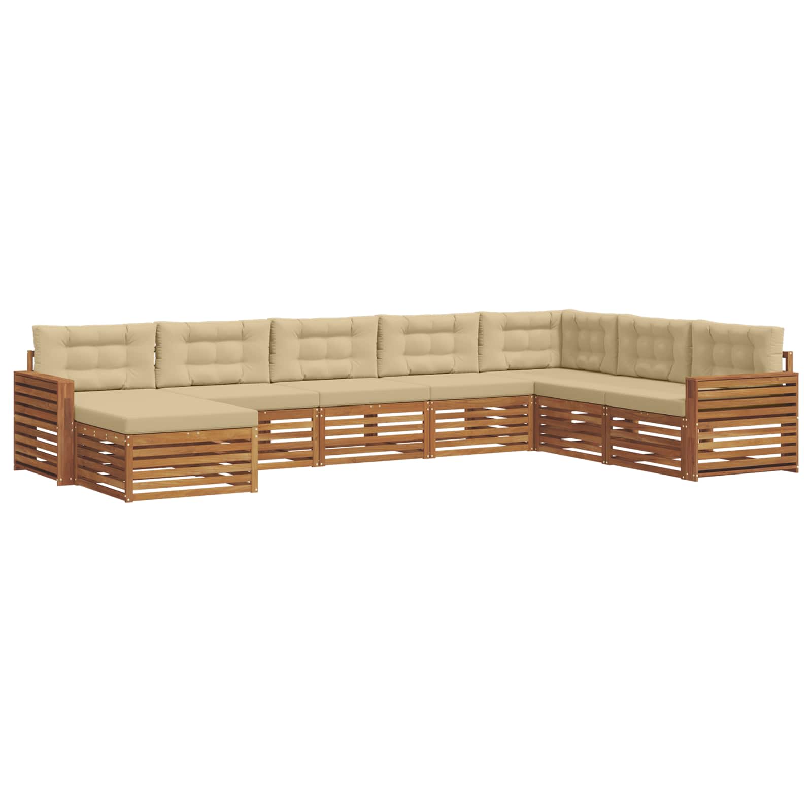 Set di divani da esterno con cuscino 8 pcs Naturale e Beige | homemem39