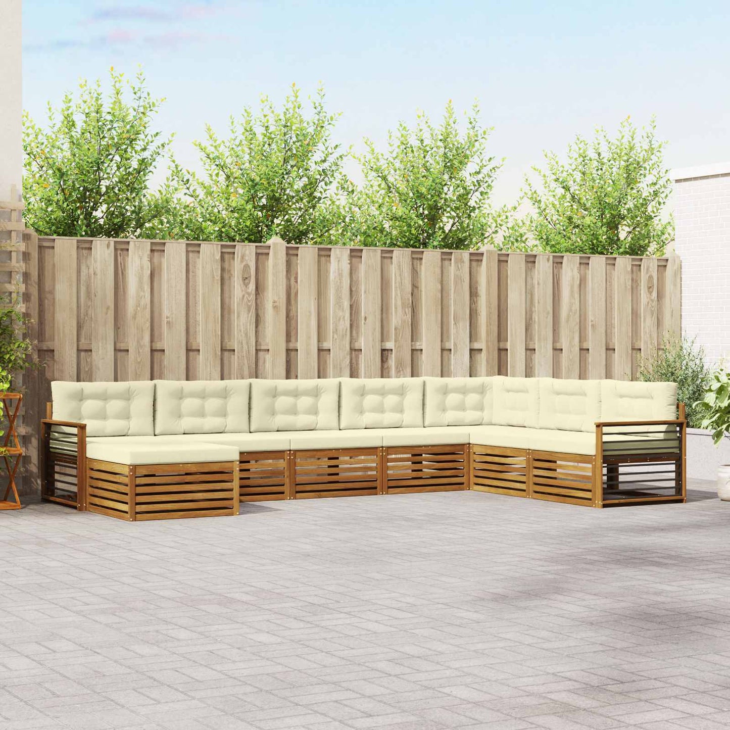 Set di divani da esterno con cuscino 8 pcs Naturale e Crema