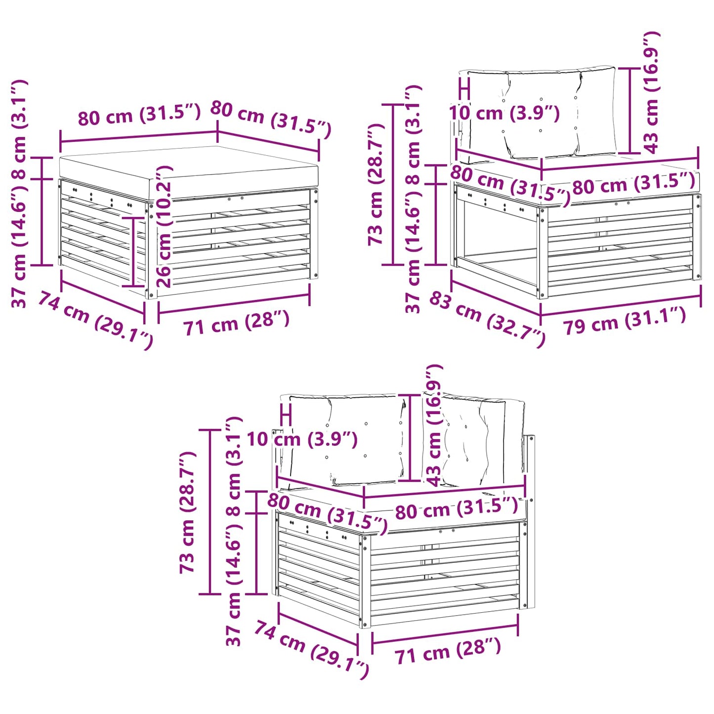 Set di divani da esterno con cuscino 8 pcs Naturale e Crema | homemem39