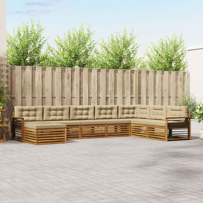 Set di divani da esterno con cuscino 8 pcs Naturale e Beige