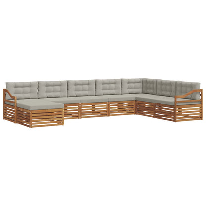 Set di divani da esterno 8 pcs Grigio Naturale e Chiaro