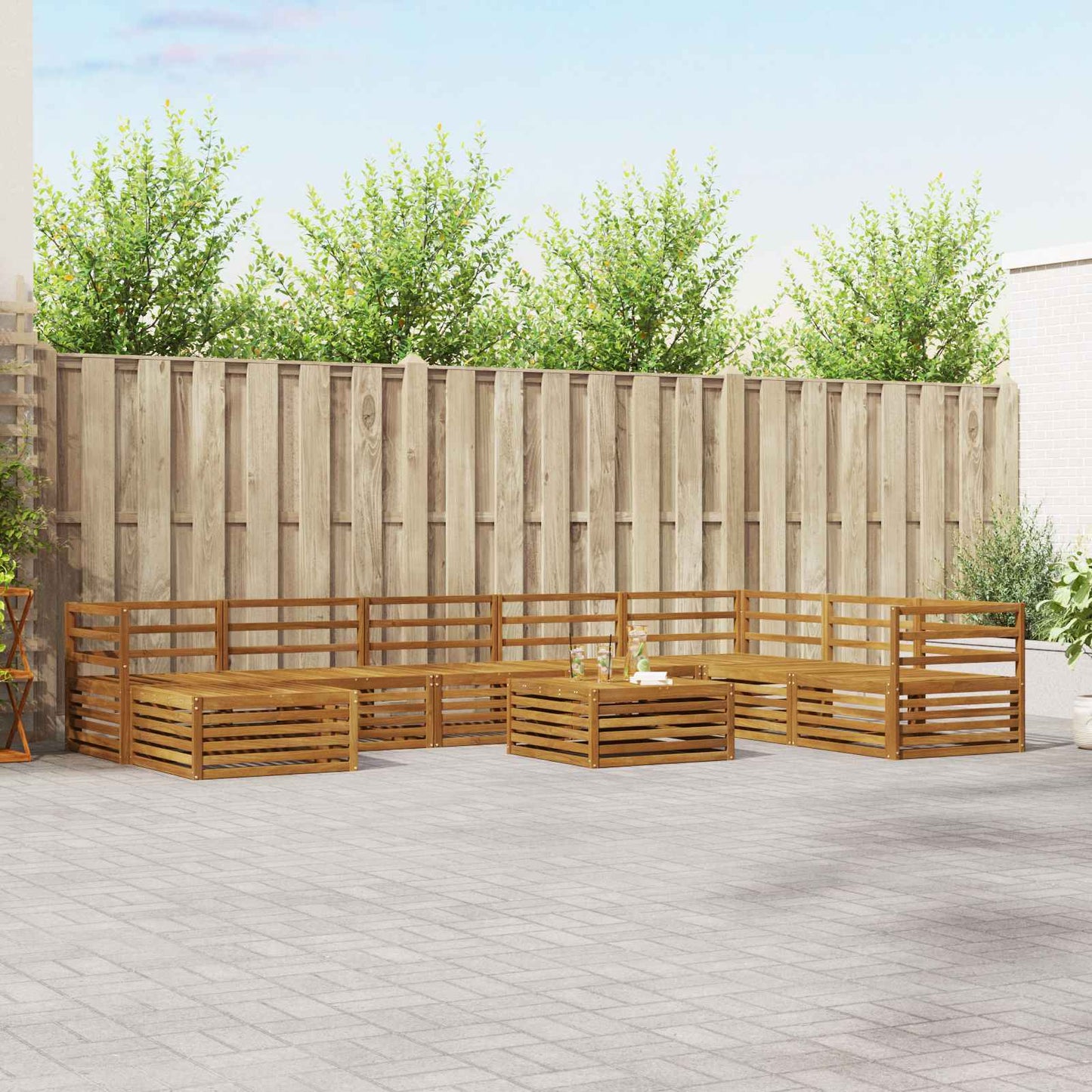 Set di divani da esterno 9 pcs Naturale