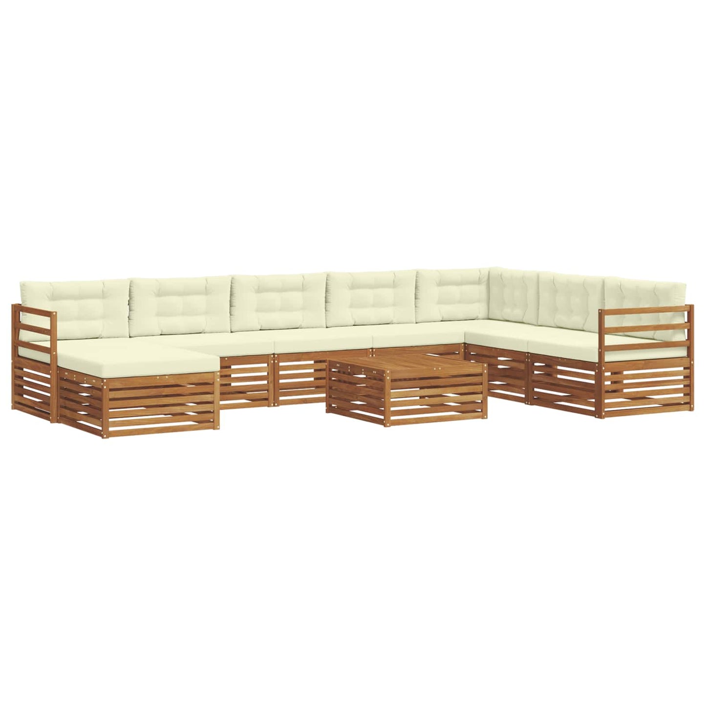 Set di divani da esterno con cuscino 9 pcs Naturale e Crema | homemem39