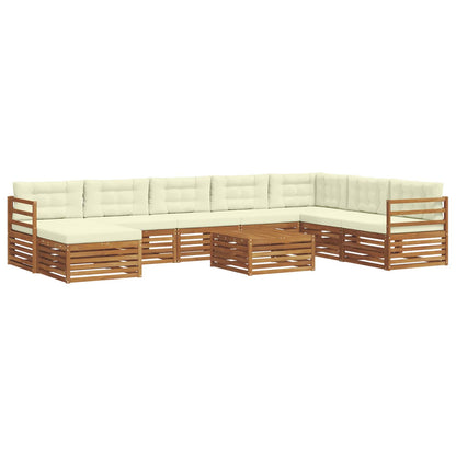 Set di divani da esterno con cuscino 9 pcs Naturale e Crema | homemem39