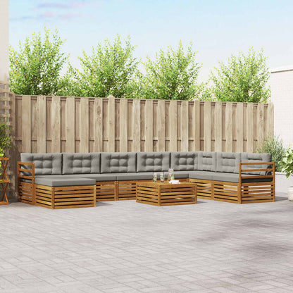 Set di divani da esterno 9 pcs Grigio Naturale e Chiaro