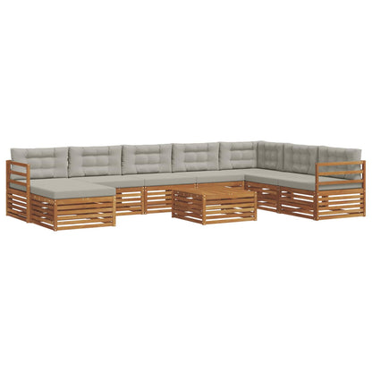 Set di divani da esterno 9 pcs Grigio Naturale e Chiaro