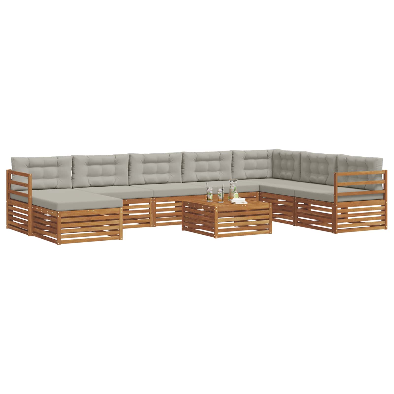 Set di divani da esterno 9 pcs Grigio Naturale e Chiaro | homemem39