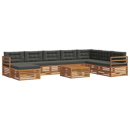 Set di divani da esterno con cuscino 9 pcs Naturale e Antracite | homemem39